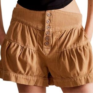 Free People Fleur Button Front Shorts Tan/washed brown Size M NWT